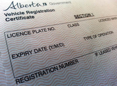 Alberta Duplicate Vehicle Registration